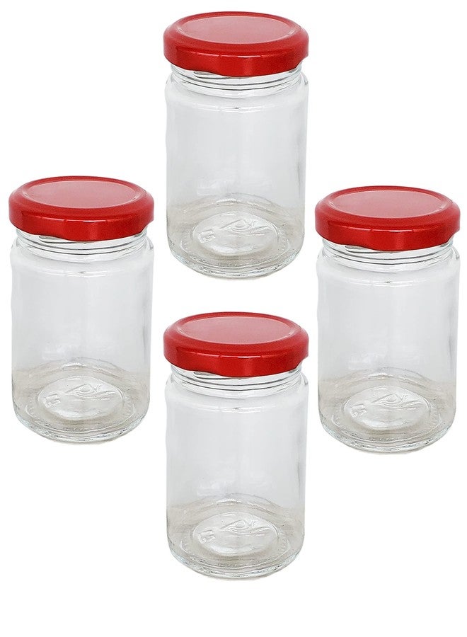 Pure Source India Airtight Glass Storage Jar -190 ml, 4 Piece, Transparent - Image 1